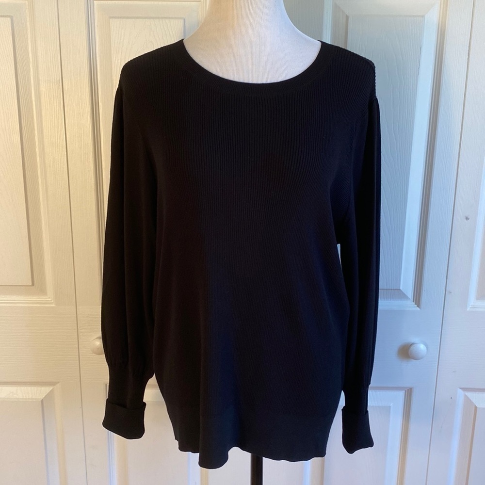 Halogen Puff Sleeve Sweater BLACK, Size Large NWT - Picture 3 of 12